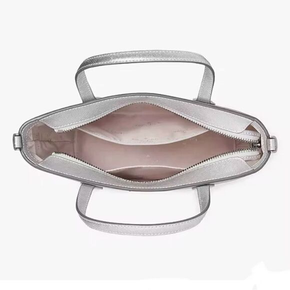 KATE SPADE Silver Glimmer Satchel Crossbody Bag Purse - Picture 11 of 13